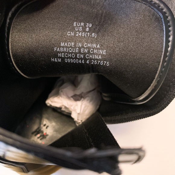 NWOT H&M Women’s Combat Military Boots Lace Up Zipper Chunky Moto Black 39/ 8 - Picture 10 of 13